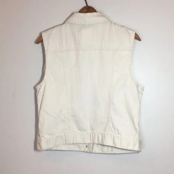 Mudd lacy white denim cowgirl western ripped button down size large like new - Picture 3 of 3